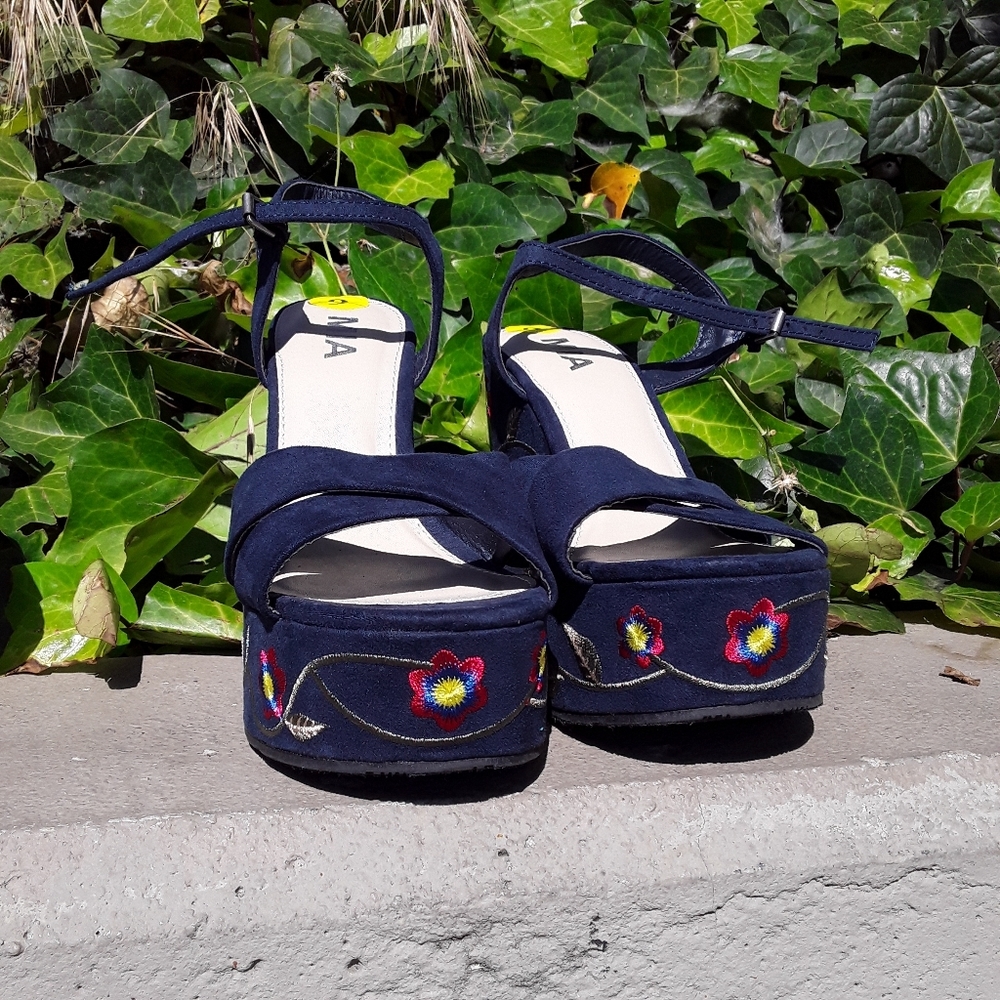 Blue Boho-Style Wedges